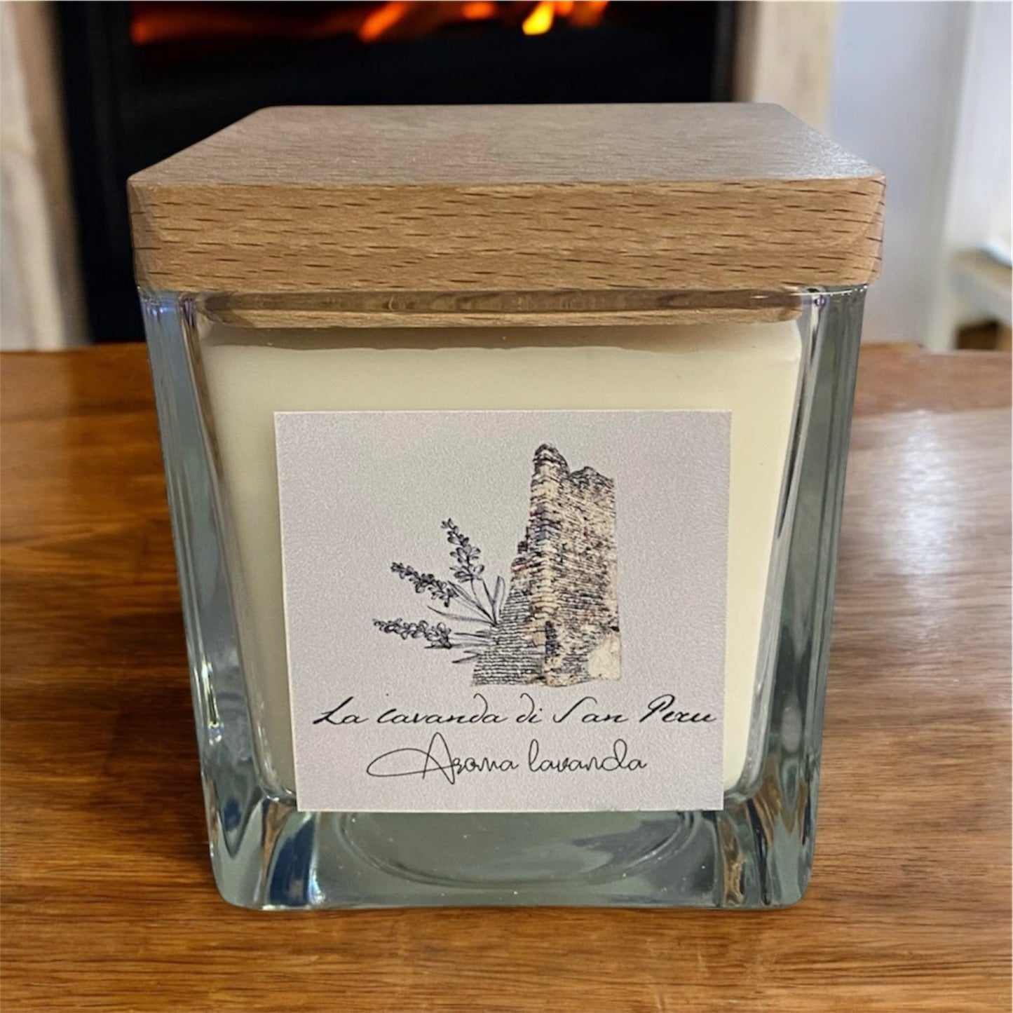 Candela con tappo in legno 220 gr